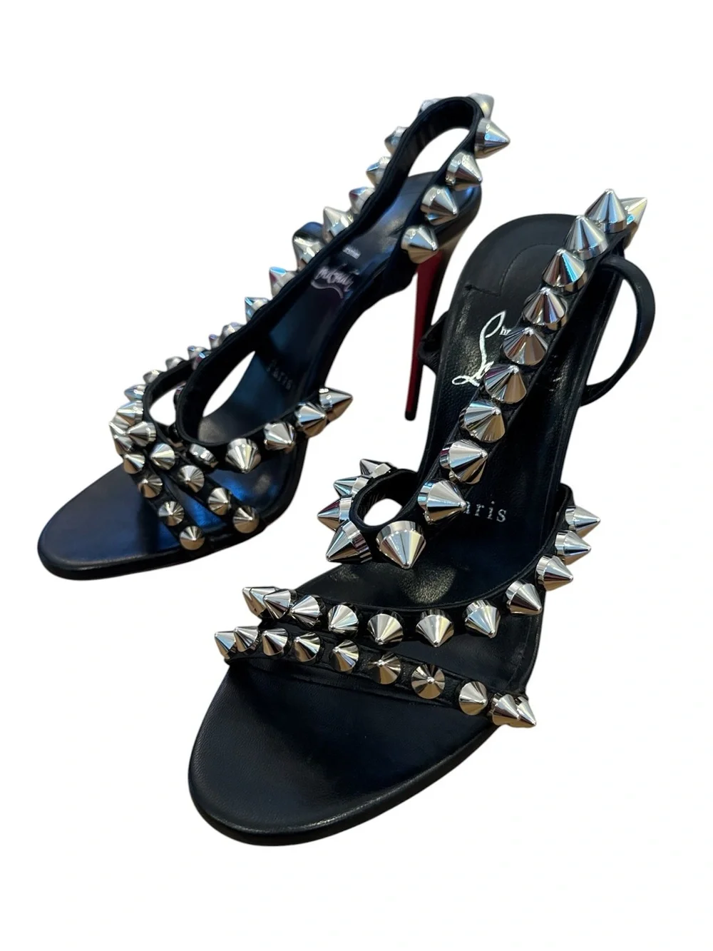 Christian Louboutin Spikita Strap 100 Black Leather Sandals NWT!